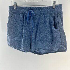 Athletic Works Womens Activewear Shorts M 8-10 Blue Heathered Elastic Waist Draw